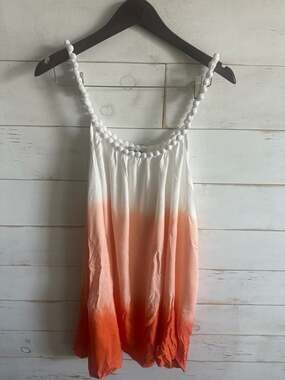 Just from Bali Orange Ombre Rayon Scoop Neck Mini Dress or Cover Up